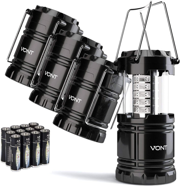 VONT 4 PACK LED CAMPING LANTERN, LED LANTERNS COLLAPSIBLE - 4 - Scratch & Dent