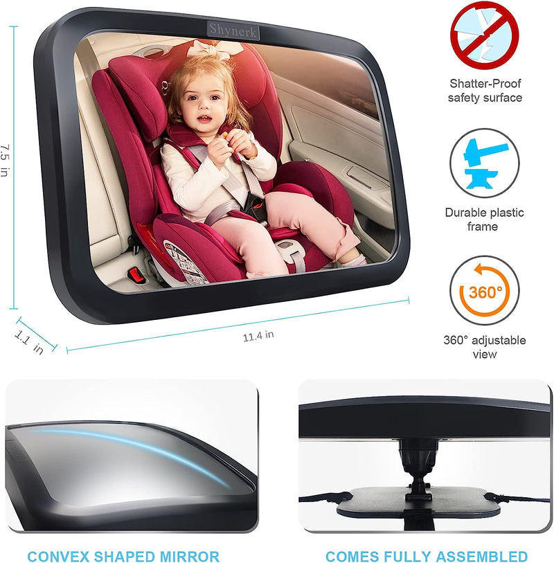 Shynerk Baby Car Mirror, Safety Car Seat Mirror for Rear Facing Infant - BLACK Like New