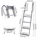 Amarine Made 4 Step Pontoon Boat Ladder Foldable Steel Marine - B01IT142AA - Brand New