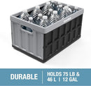 CLEVERMADE COLLAPSIBLE STORAGE BINS WITH LIDS, 46L 3 PACK, 75 LB, OBSIDIAN - Like New