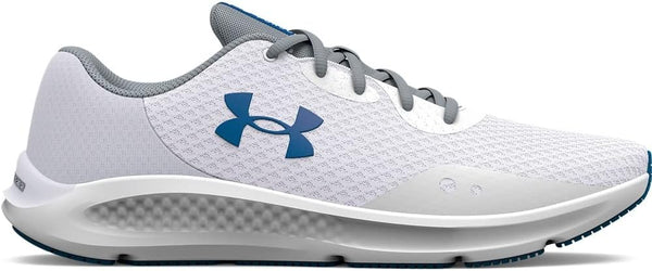 3024878 Under Armour Men's Charged Pursuit 3 Running Shoe White/Cruise Blue 9.5 Like New