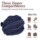 Le Donne Leather Waist Bag - 4-Compartment Bag - Adjustable Fanny Pack - Navy - Like New