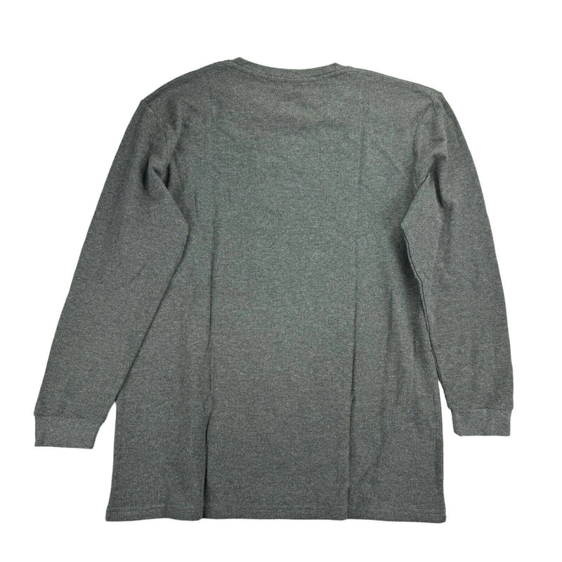 BLUE ICE MEN'S WAFFLE KNIT THERMAL CREW NECK SHIRT - SIZE: MEN L - CHARCOAL - Brand New