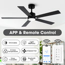 VACZON 52-IN BLACK WITH BLACK/BROWN WOOD BLADES LED CEILING FAN - BLACK - Like New