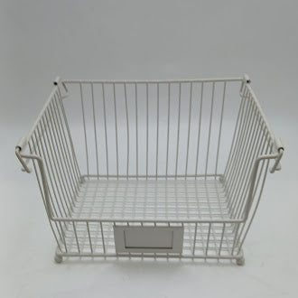 GENERIC STACKABLE WIRE BASKET WITH LABEL HOLDERS LENGTH 11 X 10 X 7 - WHITE - Like New