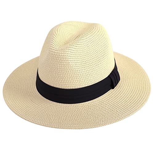 Livingston Fashionable Wide Brim Straw Panama Hat for Men & Women Trple Belt - Brand New