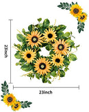 DDHS Sunflower Wreath 23 inch Wreath for Front Door with Artificial Sunflowers - Brand New