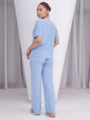 TALMONT WOMEN'S PAJAMA SET SHORT SLEEVE 2 PIECE OUTFITS - X-LARGE - BLUE - Brand New