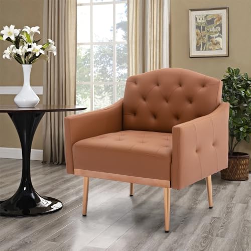 OLELA Chair, Single Sofa Rose Golden Feet Iron Plywood 37.03lbs W39536357 Brown - Like New