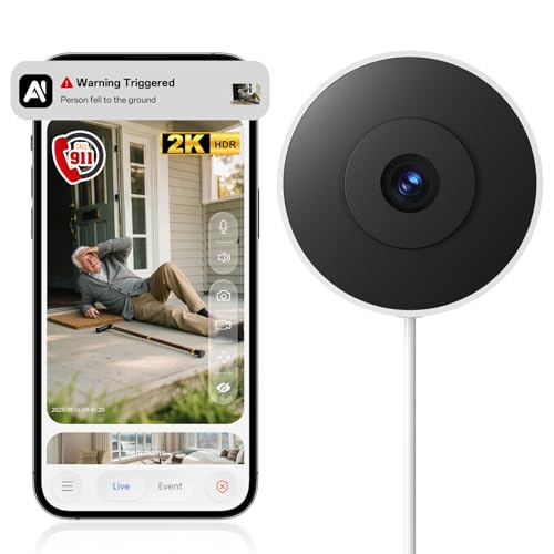 ZKCAI WINDOW CAMERA 2K 2.4G WIFI INDOOR CAMERAS T-CP11W1 - WHITE/BLACK - Like New