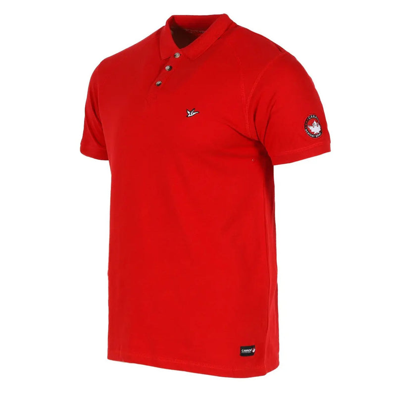 CANADA WEATHER GEAR MEN'S PIQUE POLO WITH RIBBED COLLAR AND CUFF - SIZE: M - RED - Brand New