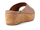 FITFLOP ELOISE CORK-WRAP LEATHER WEDGE SLIDES - SIZE: WOMEN 8 (AU/UK W6) - BEIGE - Like New