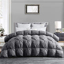 HOMBYS Feather and Down Comforter King Size 106x90 Pinch Pleat Duvet - Grey - Brand New