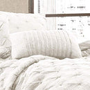 LUSH DECOR RAVELLO PINTUCK COMFORTER SET, KING 16T001144 - WHITE - Like New
