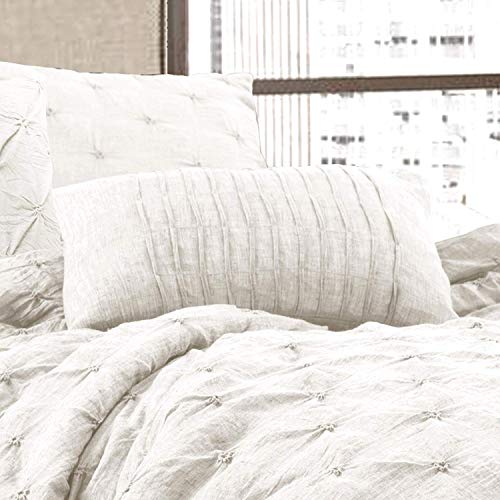 LUSH DECOR RAVELLO PINTUCK COMFORTER SET, KING 16T001144 - WHITE - Like New