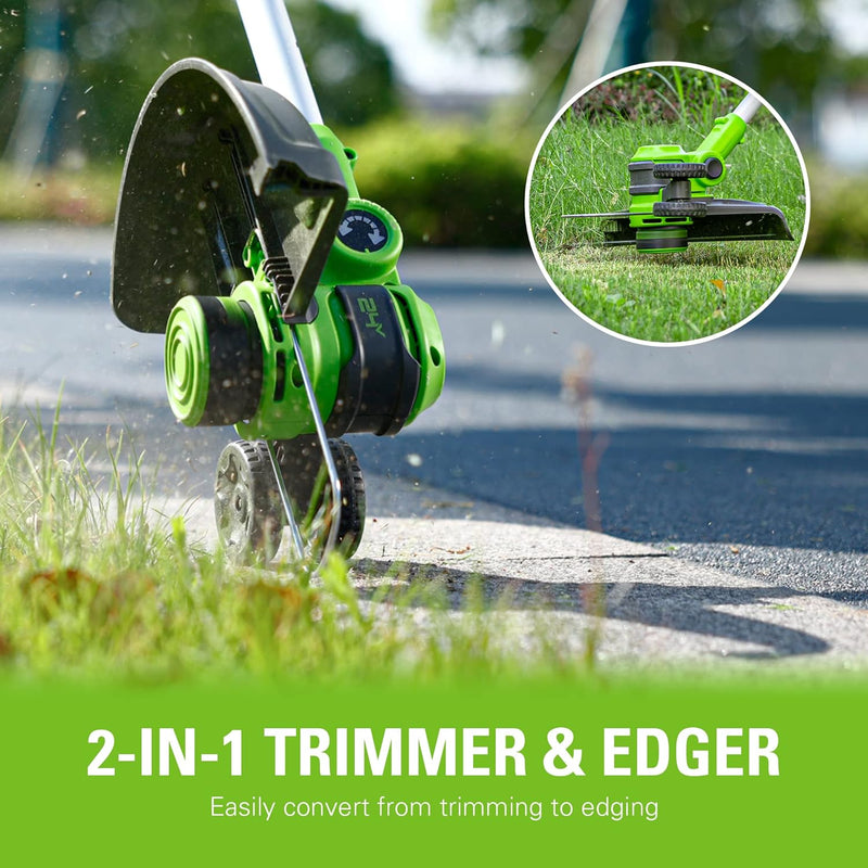 Greenworks 24V 12" Cordless String Trimmer/Edger (Gen 2), 2.0Ah USB - GREEN Like New