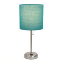 Simple Designs LT2024-TEL Brushed Steel Stick Table Lamp Charging Outlet Teal - Brand New