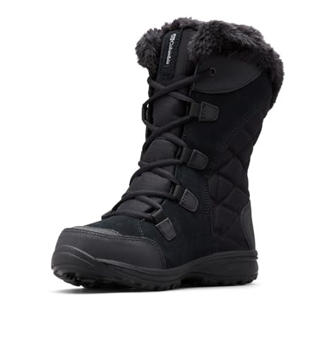 COLUMBIA WOMEN'S ICE MAIDEN II SNOW BOOTS SIZE: WOMEN 7.5 BL1581 Black Grey - Like New
