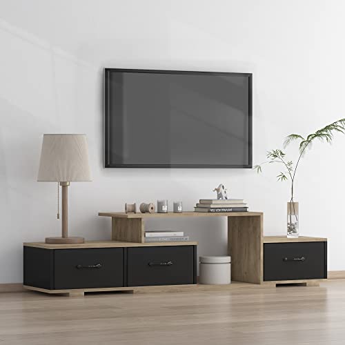 Modern TV Stand with Quick Assemble Drawers W67943606 - Black/Brown - Like New