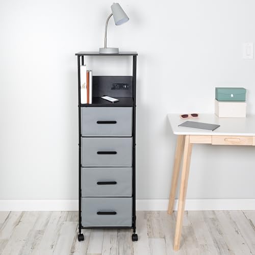 HONEY-CAN-DO ROLLING CART WITH 4 DRAWERS CRT-10001 - BLACK AND GRAY - Like New