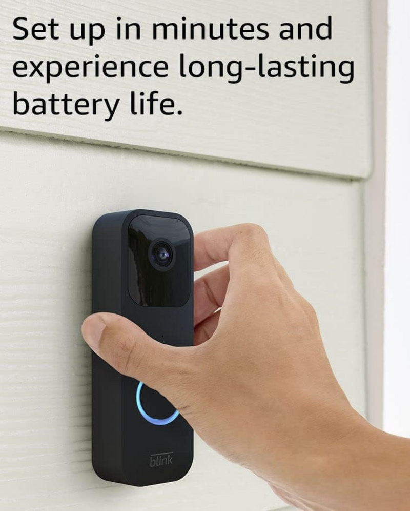 Blink Video Doorbell 2-way Audio 1080p HD Video Wi-Fi Black BDM00200U - Like New
