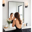 KIMREAL BATHROOM MIRROR 30X36 INCH, BLACK FRAME RECTANGLE WALL MOUNTED - BLACK - Like New