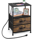 ETELI NIGHTSTAND WITH CHARGING STATION BEDSIDE TABLE NX-R917-HS - BLACK/BROWN - Like New