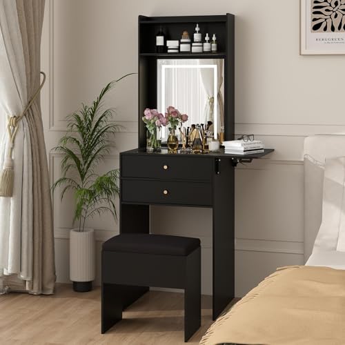 ARTETHYS SMALL VANITY DESK SET WITH 3 ADJUSTABLE MIRROR - IF018 - BLACK - Like New