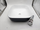 Davivy 15"x15"x5.5" Square Vessel Sink With Pop Up Drain Matte Black/White - Like New