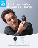 ANKER MAGSAFE COMPATIBLE MAGGO UFO 3-IN-1 CHARGER B25M8J11 - BLACK - Like New