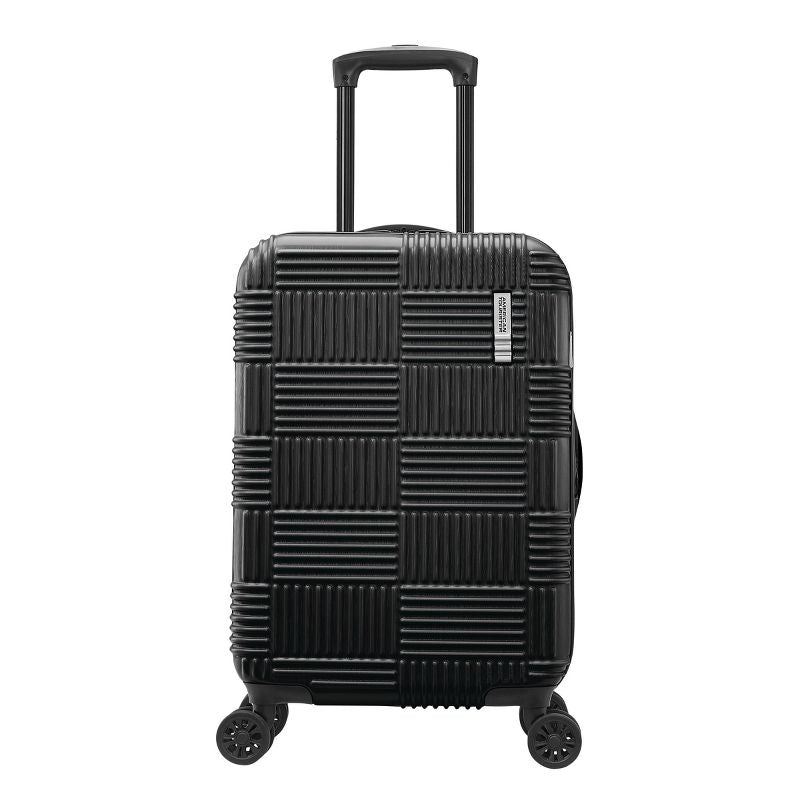 AMERICAN TOURISTER NXT CHECKERED HARDSIDE CARRY ON SPINNER SUITCASE - BLACK - Like New