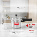 PRESTIGE POPULAR ALUMINIUM PRESSURE COOKER 3 LITERS PPAPC3 10003 - Silver - Brand New