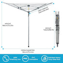 JS HANGER COLLAPSIBLE 4-ARM ROTARY UMBRELLA RACK CLOTHESLINE 131FT - GRAY - Like New