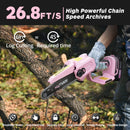 NATIDDY MINI CHAINSAW 6" 21V BATTERY POWERED PORTABLE ONE-HANDED CHAINSAW - PINK - Like New