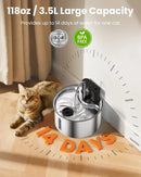 CITYFLEE CAT WATER FOUNTAIN WIRELESS STAINLESS STEEL SENSOR 3.5L/118OZ - SILVER - Like New