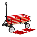 MILLSIDE CONVERTIBLE WOOD WAGON CART 16" X 34" - WOOD/RED - Like New