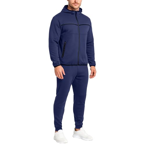 GALAXY BY HARVIC MEN'S SLIM FIT TECH FLEECE FULL ZIP TRACKSUIT MEN'S XL NAVY - Brand New