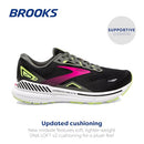 BROOKS WOMEN’S ADRENALINE GTS 23 SUPPORTIVE SHOE - SIZE 8 ,BLACK/GUNMETAL/GRN - Like New
