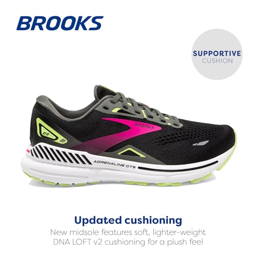 BROOKS WOMEN’S ADRENALINE GTS 23 SUPPORTIVE SHOE - SIZE 8 ,BLACK/GUNMETAL/GRN - Like New