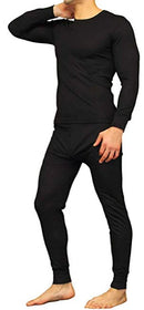 WARMWEAR MENS THERMAL UNDERWEAR LONG JOHNS SET TOP, BOTTOM - SIZE: L - BLACK - Like New