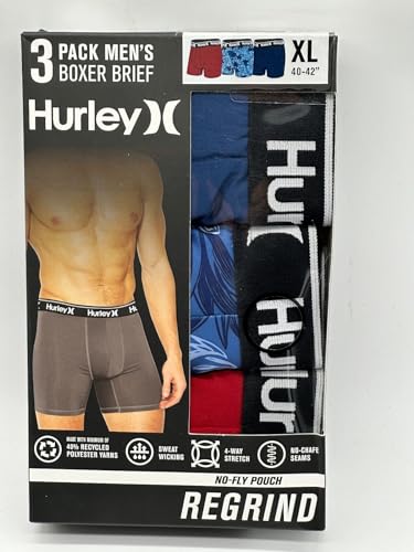 HURLEY REGRIND MAINLINE BOXER BRIEFS 3-PACK LG (36"-38" WAIST) - Multicolor New