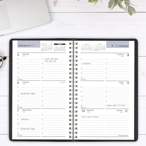 AT-A-GLANCE 2026 APPOINTMENT BOOK PLANNER, WEEKLY, 5" X 8", DAYMINDER - BLACK - Brand New