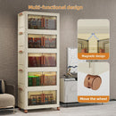 EZPEAKS 5-TIER PLASTIC STORAGE BINS WITH LID, 18.8 GAL EACH TIER - WHITE/BROWN - Like New