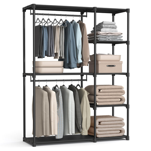 SONGMICS PORTABLE CLOSET, CLOTHES RACK WITH SHELVES, 48.8 X 16.9 X 71.7 INCHES - Like New