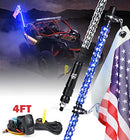 Xprite 4FT Blue LED Spiral Whip Lights Warning Safety Flexible Whips - Brand New
