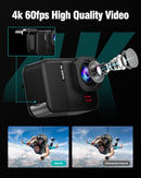 TIMNUT 4K60FPS WATERPROOF ACTION CAMERA BARE METAL UNDERWATER 10M - BLACK - Like New