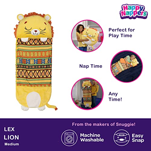HAPPY NAPPERS PILLOW & SLEEPY SACK- COMFY, COZY, SACK W/ PILLOW- LION (MED) - Like New