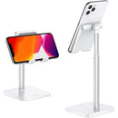 OMOTON CELL PHONE STAND ADJUSTABLE ANGLE HEIGHT DESK DOCK HOLDER - SILVER - Like New