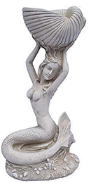 SANTA'S WORKSHOP 23.5" COLDCAST MERMAID/SHELL FEEDER - ANTIQUE WHITE - Brand New