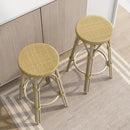 Greemotion Binde Boho 30"x30" Barstools All-Weather Wicker Set of 2, Natural - Like New